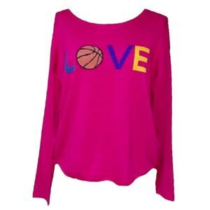 Rachel Zoe Cashmere Blend Game Day Sweater LOVE Spellout Basketball Mom
